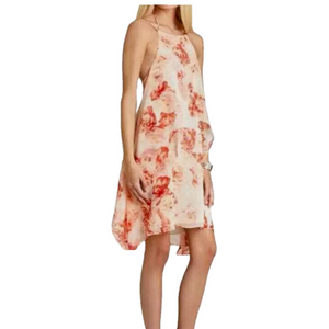 BCBGeneration Fiery Red Multi Ruffle
Dress Women's Size medium floral print